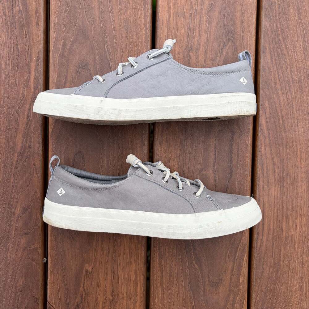Sperry Crest Vibe Washable Leather Grey Low Top Sneakers Size 9 - Picture 3 of 7